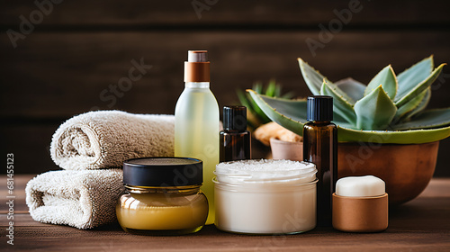 A collection of various skin care products neatly