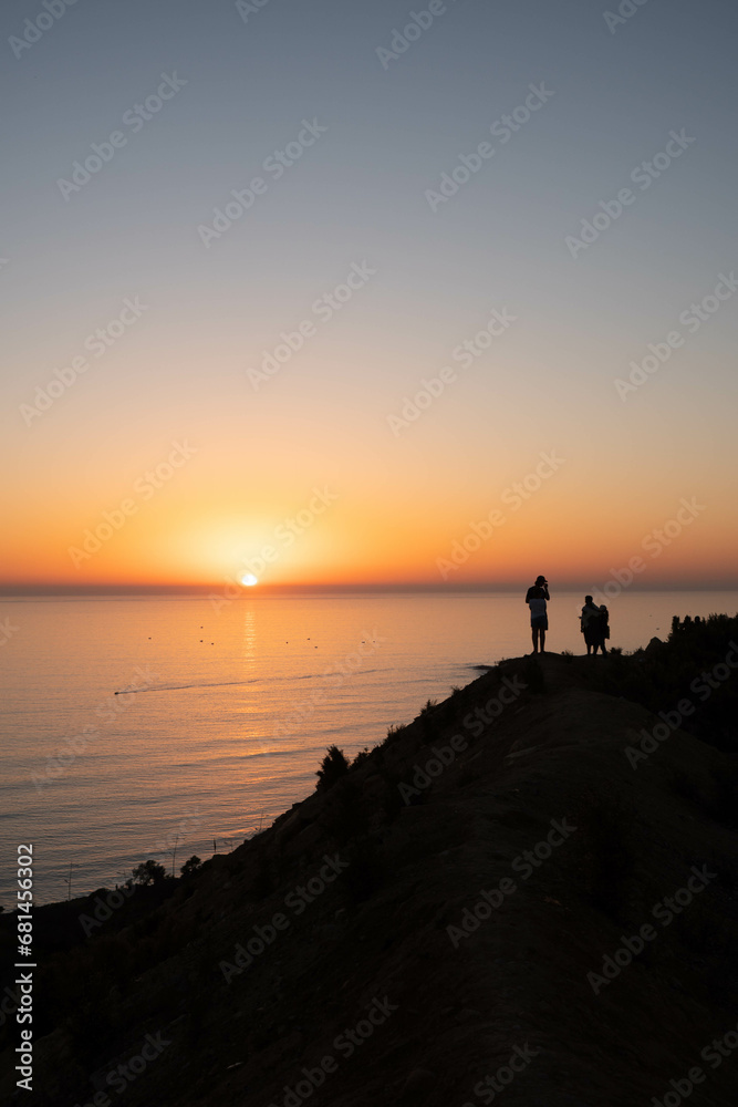 Beautiful sunset at taghazout beach in Agadir, Morocco