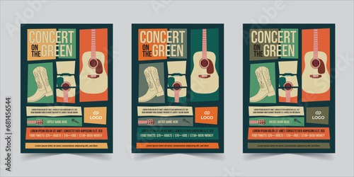 Retro style Music Festival Flyer poster Template Design. old music vintage style flyer photo