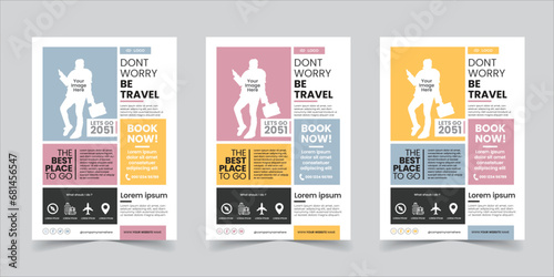 Engaging Travel Promotion Flyer Featuring a Modern Layout with a Stylish Traveler, Bold Typography, Informative Booking Details, Travel Essentials