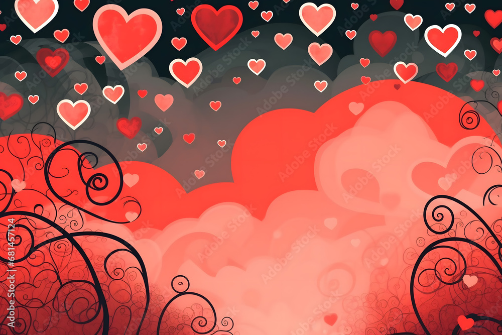 valentines day background, social media background for vday, full of romance cards with love, red rose and candles