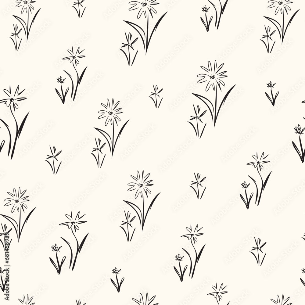 Naklejka premium Hand Drawing Flowers