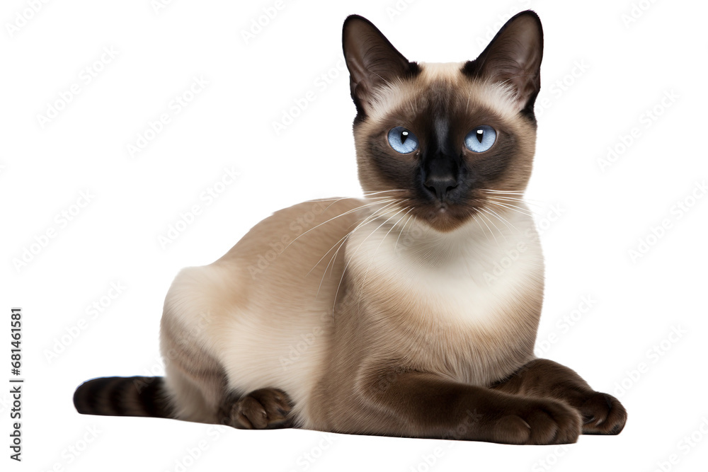 Siamese Cat in Poised Stance on transparent background