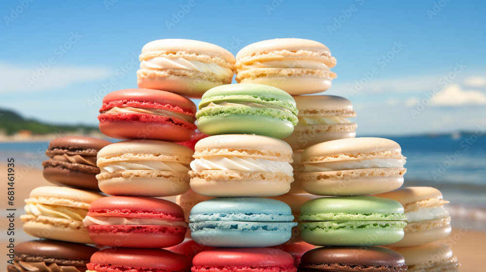 macaroons on a wooden table HD 8K wallpaper Stock Photographic Image 