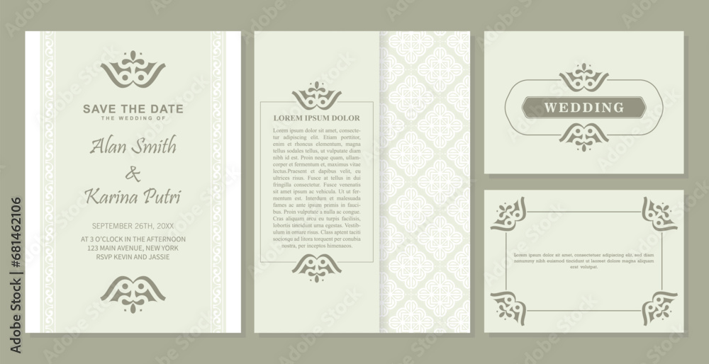 Fototapeta premium Vintage wedding invitation with pattern motif