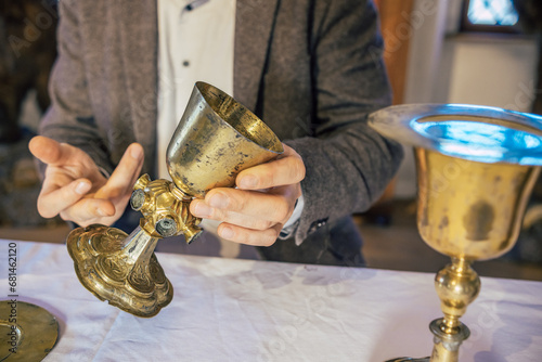 A beautiful medieval silver gilt chalice photo