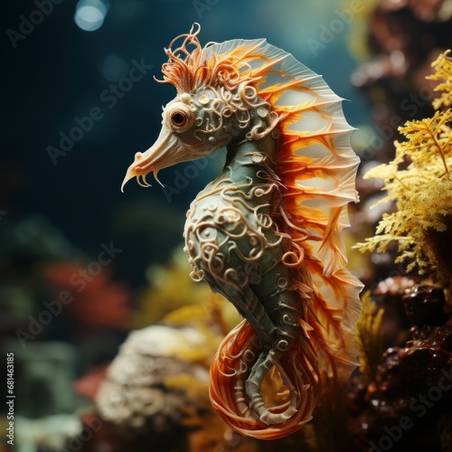 Photo of a resilient and enduring sea horse. Generative AI © Aditya