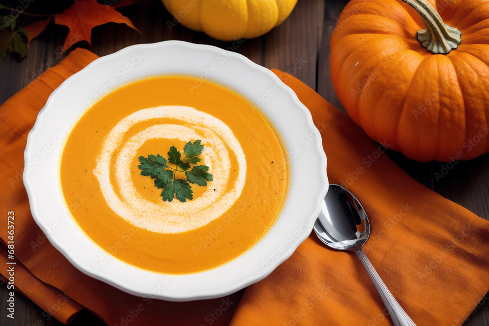 Soup. Pumpkin soup with cream and parsley. Creamy tomato soup. Chicken noodle soup. Generative AI Soup. Pumpkin soup with cream and parsley. Creamy tomato soup. Chicken noodle soup. Generative AI