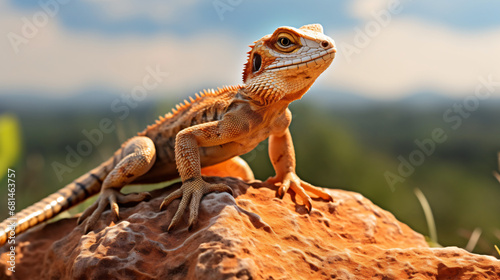 A lizard perched on top of a rock