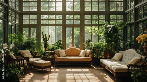  A sunlit conservatory with floor to ceiling