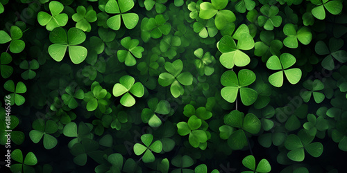  Patrick s Day decorated with shamrock leaves Pub party celebrating Magic backdrop, patrick's day green and gold clover background with bokeh Generative Ai
