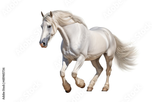 Image of white horse on white background. Farm animals.  Mammals.