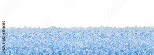 Winter background. Isolated frozen, snow-covered surface. Snowdrift. On a white background, Backdrop. A snow-covered surface against a blue sky. Snowflakes. Ice floes, Nature. Copy space