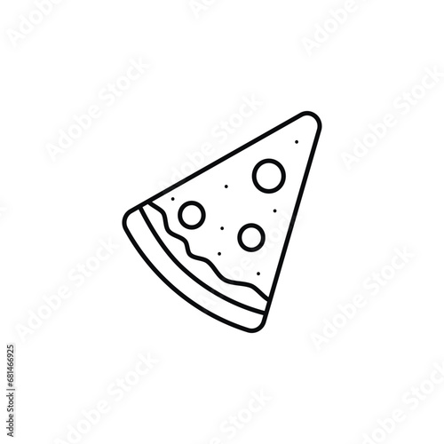 Pizza slice line icon. Pizzeria food sign. Fast food symbol. Quality design element. Line style pizza icon.