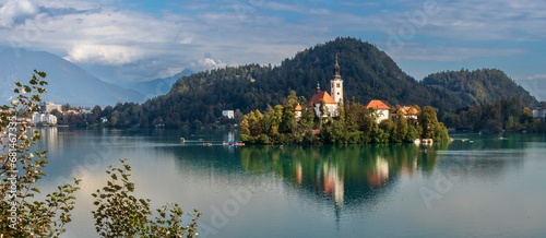 Bled, Slovenia. 09 30 2023. Island on lake Bled with old church photo