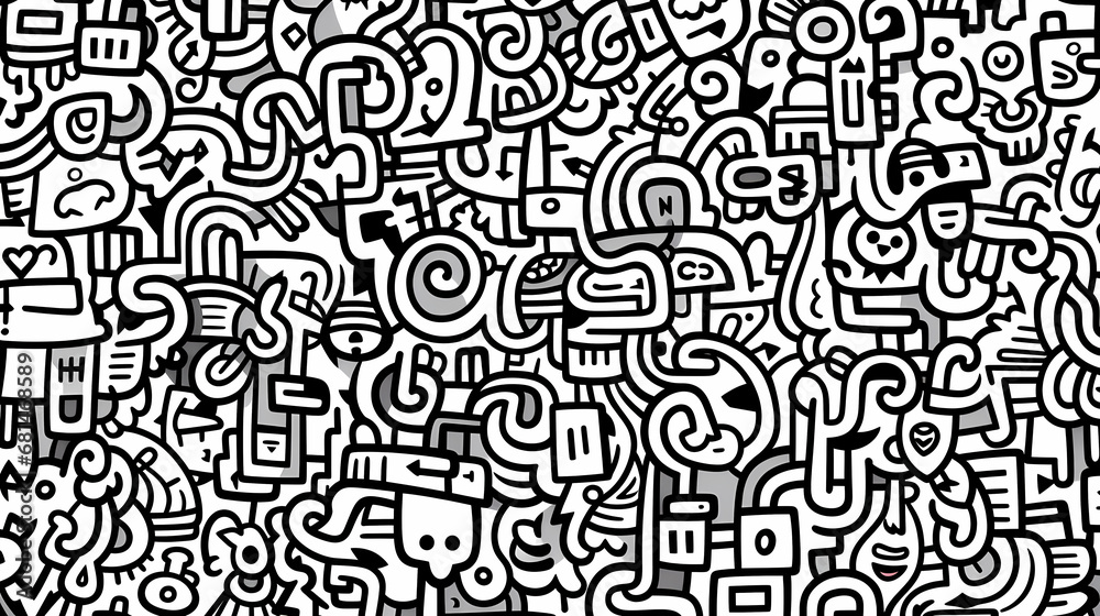 Cute black and white graffiti art abstract background poster web page PPT, artistic background