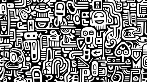 Cute black and white graffiti art abstract background poster web page PPT  artistic background