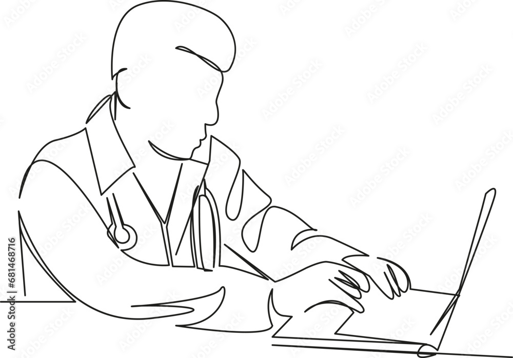 doctor working at the computer