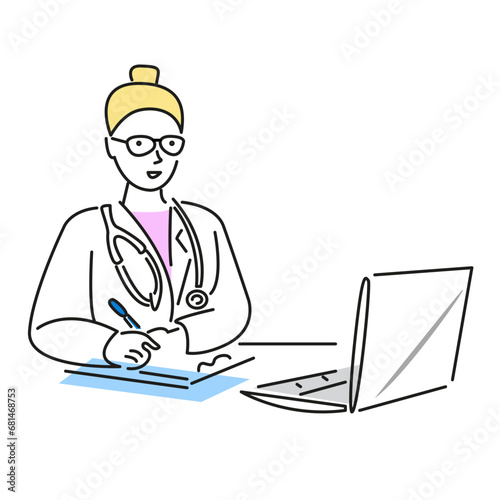 female doctor fills out a medical history