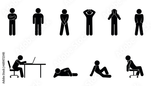 stick figure human silhouette, people icons set
