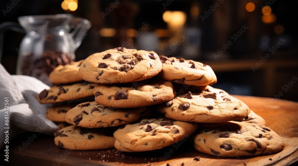Pile of freshly baked cookies on a kitchen table AI generated illustration Pile of freshly baked cookies on a kitchen table AI generated illustration