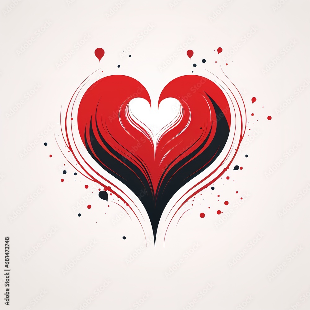 Red and black abstract heart logo symbol tribal concept on white background