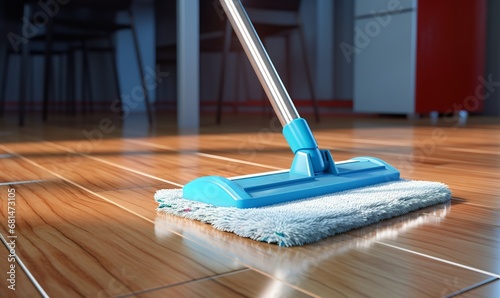 realistic cleaning with mop of floor