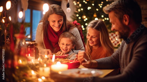 Festive Family Dinner: Christmas Joy at Home © Fxquadro