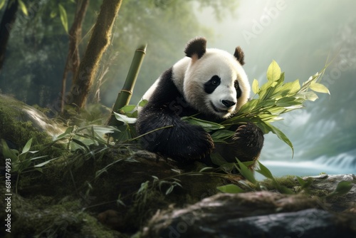 panda eating bamboo © Елизавета Аргунова