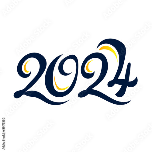 2024 Happy New Year Text Typography Design Vector Illustration