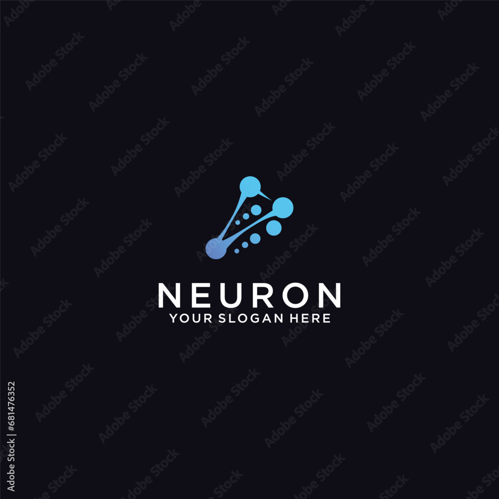 neuron brain logo icon with dots concept.