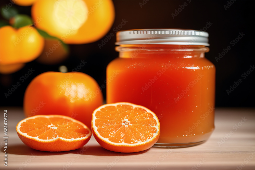 Ripe orange fruit with leaves on wooden table, closeup view. Generative AI Ripe orange fruit with leaves on wooden table, closeup view. Generative AI