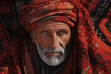 Photography closed shot portrait of berber gaze dressed  in the bazar