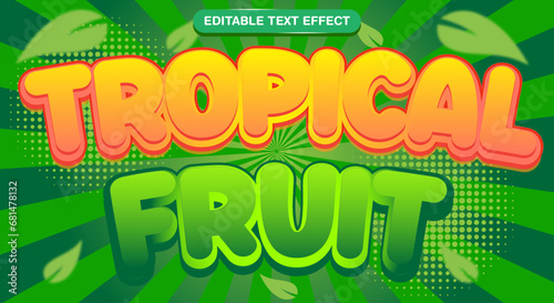 Tropical fruit 3d editable text effect suitable for tropical fruit themed