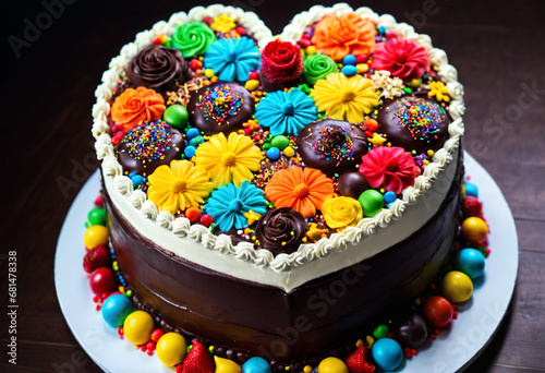 Large birthday cake with ch...