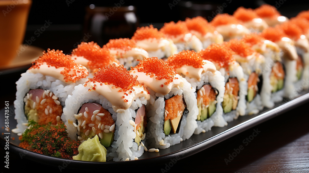 sushi on a plate HD 8K wallpaper Stock Photographic Image sushi on a plate HD 8K wallpaper Stock Photographic Image