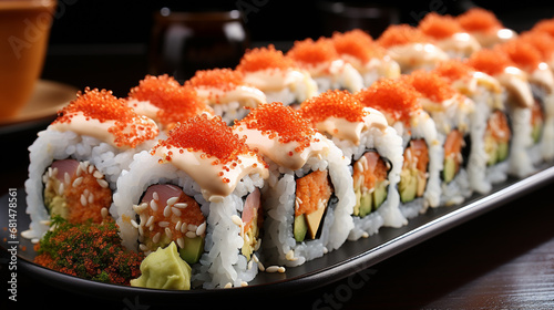 sushi on a plate HD 8K wallpaper Stock Photographic Image 