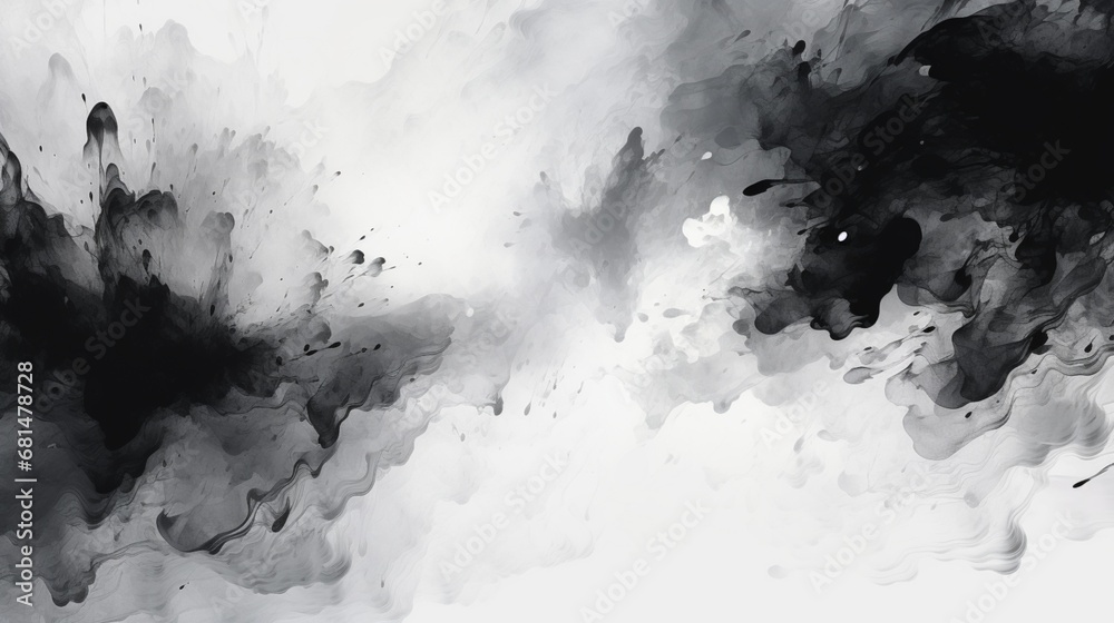 A highly detailed digital illustration of a black and white abstract ink texture, creating a dynamic and visually engaging background for your creative projects