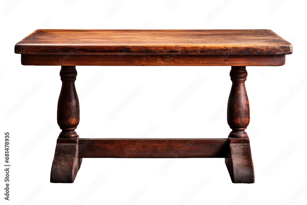 Vintage Mahogany Wooden Table on transparent background