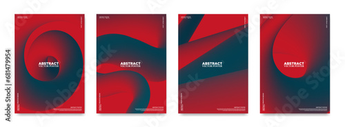 Set of abstract red, dark blue, laconic backgrounds