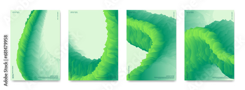 A set of abstract backgrounds with a green crystal texture
