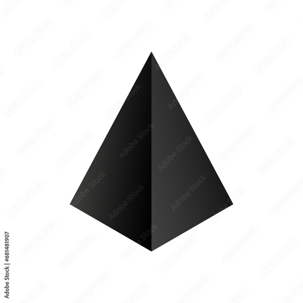 Vector square pyramid with gradients and shadow for game, icon, package design, logo, mobile, ui, web, education. 3d pyramid on a white background. Geometric figures for your design.