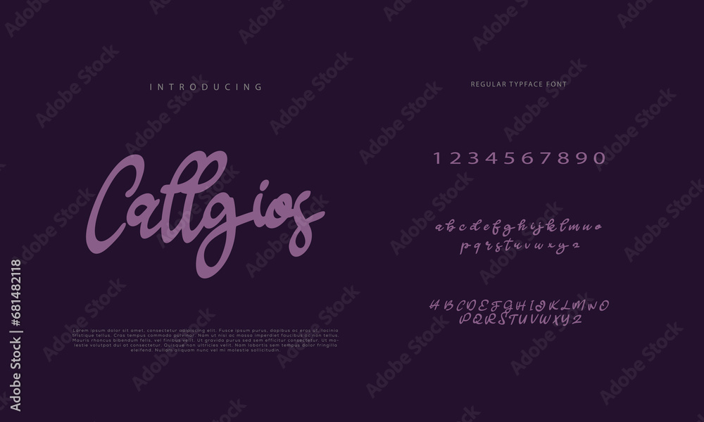 Handwritten Script font. Hand drawn brush style modern calligraphy cursive typeface. Hand Lettering and Custom Typography alphabet for Designs: Logo, Greeting Cards, Poster. Vector Brush type set.
