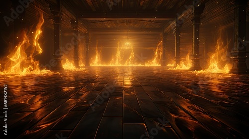 Dark Flannel Floor with Yellow Fire Background