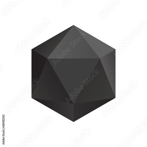 Vector illustration of an icosahedron with a gradient for game, icon, packagingdesign, logo, mobile, ui, web. Platonic solid. Minimalist style.