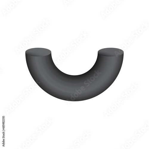 Vector half torus with gradients and shadow for game, icon, package design, logo, mobile, ui, web, education. 3D torus on a white background. Geometric figures for your design. Bagel