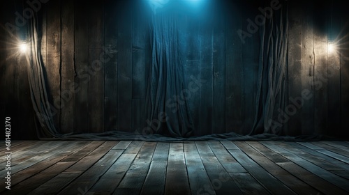 Dark Burlap Floor with Blue Spotlight Background