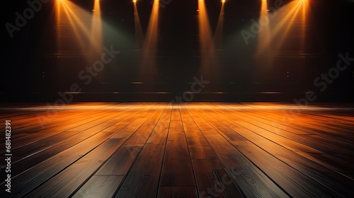 Dark Pine Floor with Orange Spotlight Background