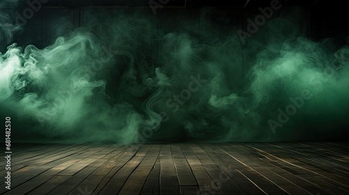 Dark Jute Floor with Green Smoke Background