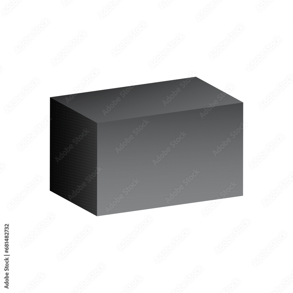 Vector parallelepiped with gradients and shadow for game, icon, package design, logo, mobile, ui, web, education. 3D parallelepiped on a white background. Geometric figures for your design.
